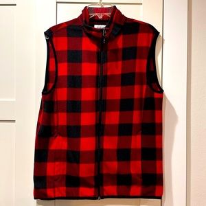 Red & Black Buffalo Plaid Polar Fleece Zip Vest Sz M
